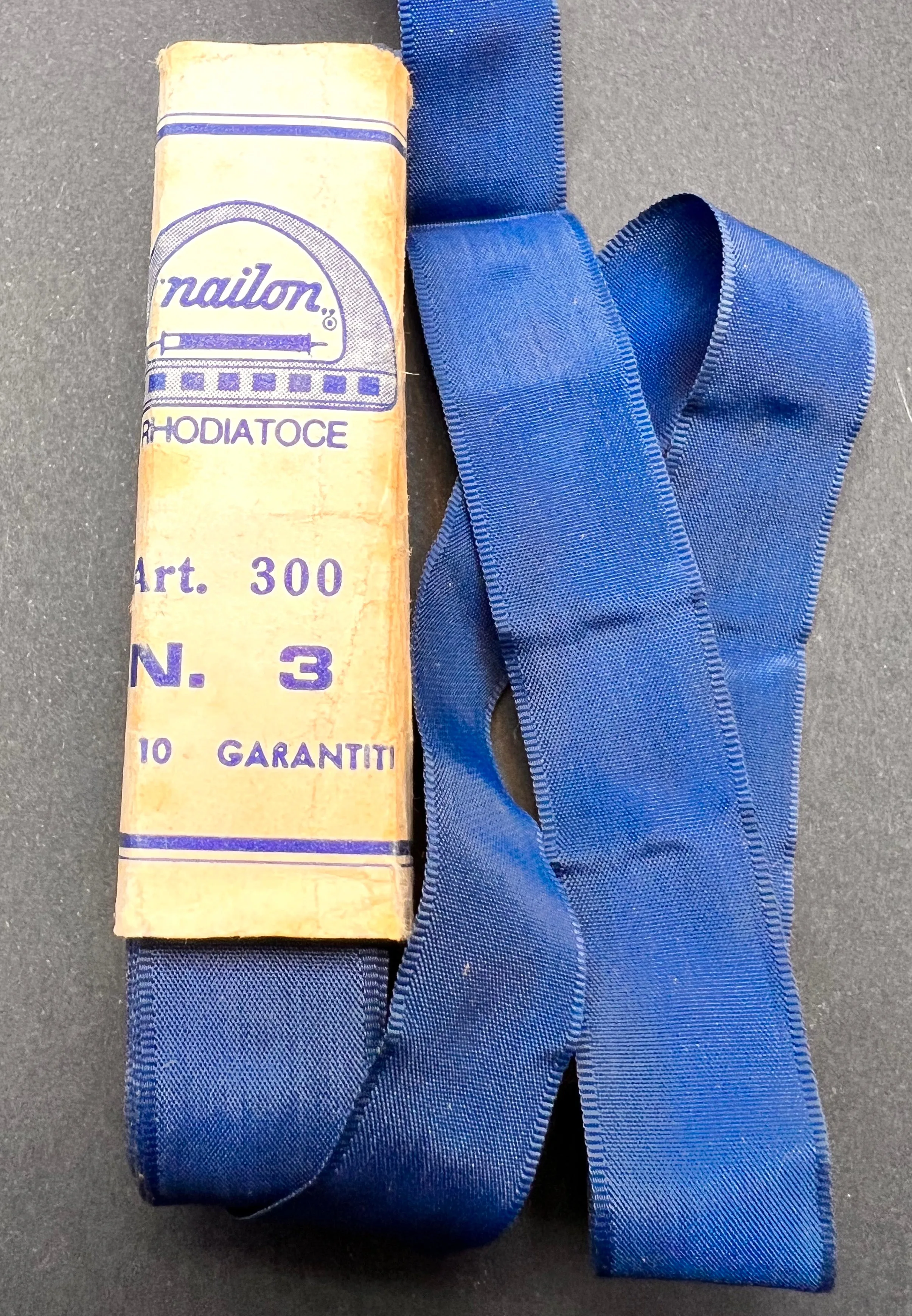 10 m VINTAGE Italian 1.5cm Navy or Dark Blue Nylon Ribbon