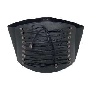 AYA - Women's Wide Black Corset Belt