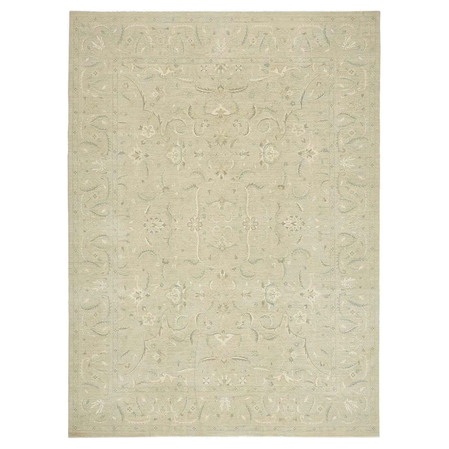 Beige Traditional Wool Rug - 8'11" x 12'3"