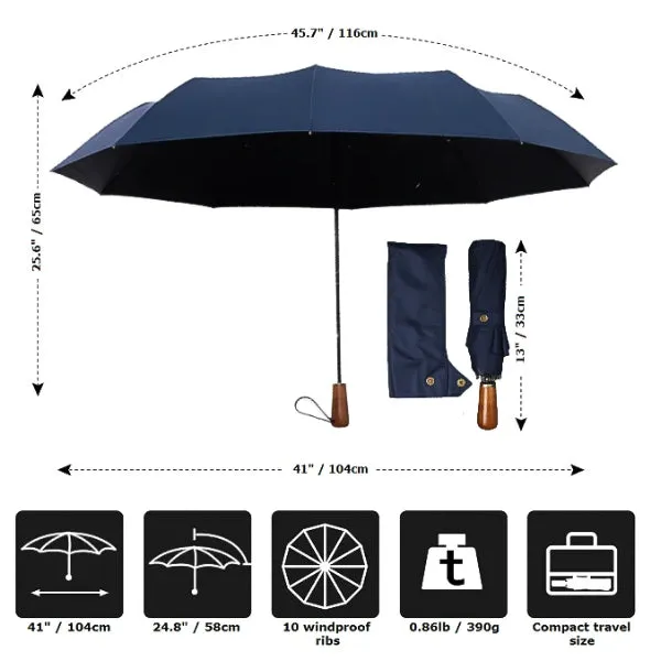 Blue Folding Windproof Umbrella