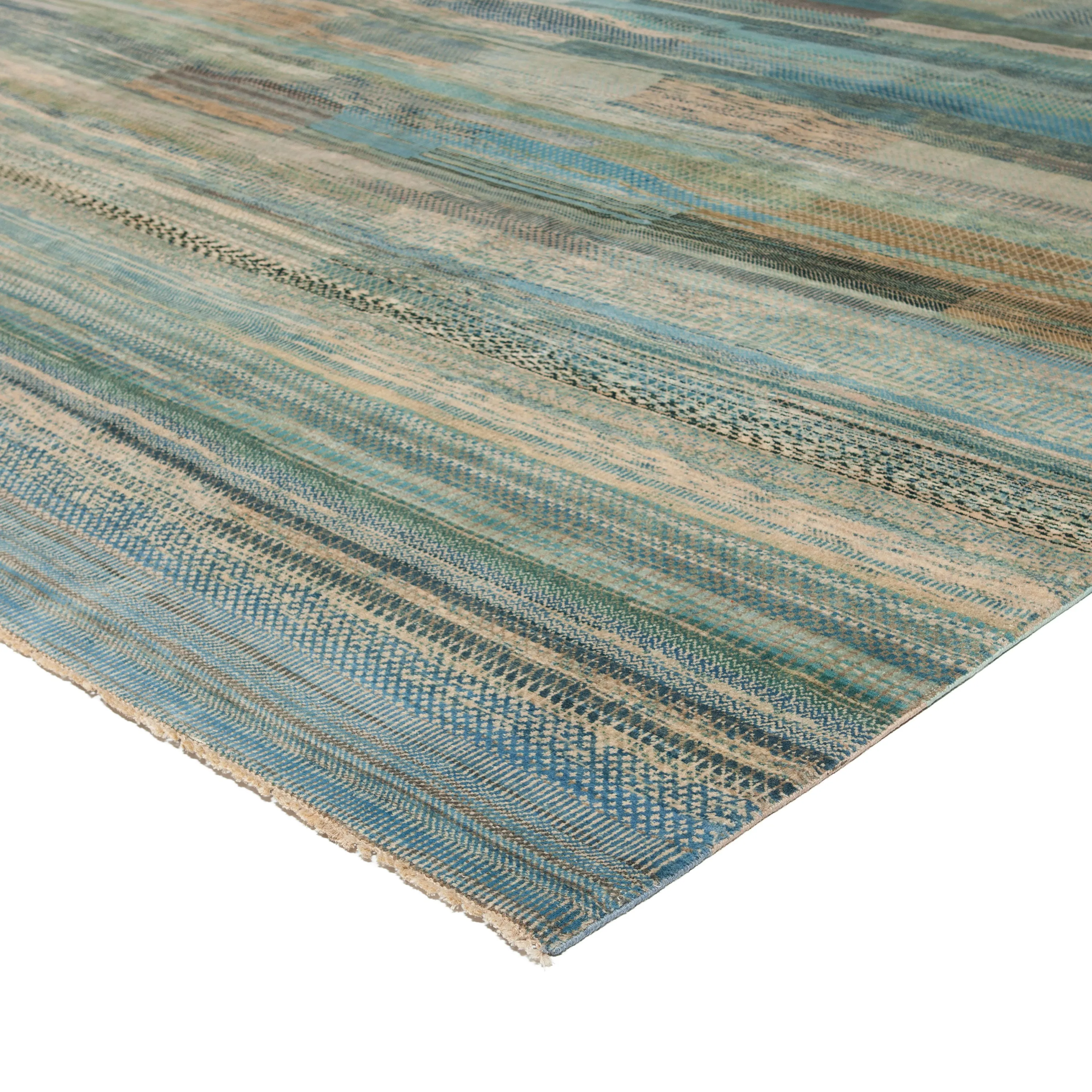 Blue Modern Wool Rug - 11'11" x 15'2"