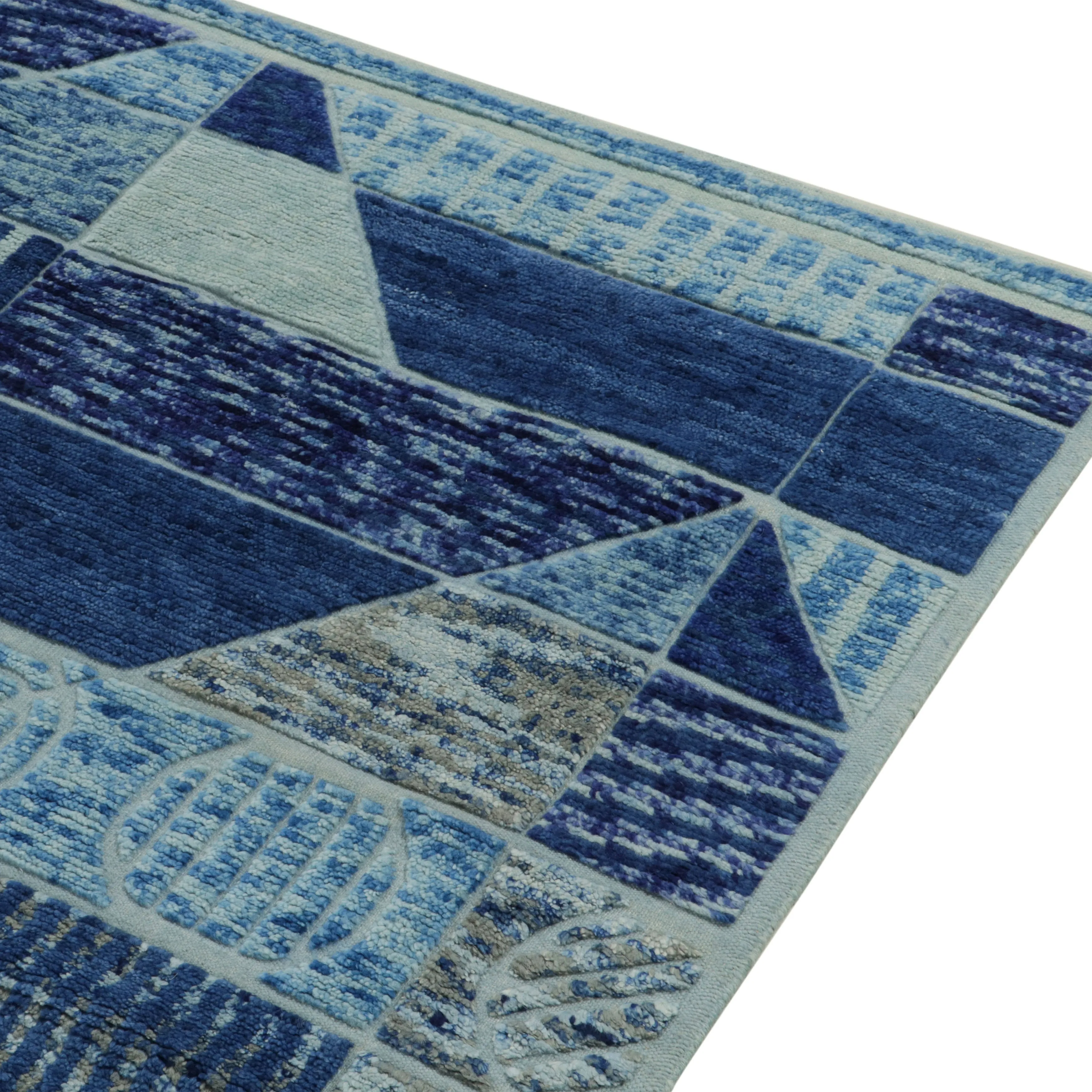 Blue Modern Wool Rug - 9'10" x 12'4"