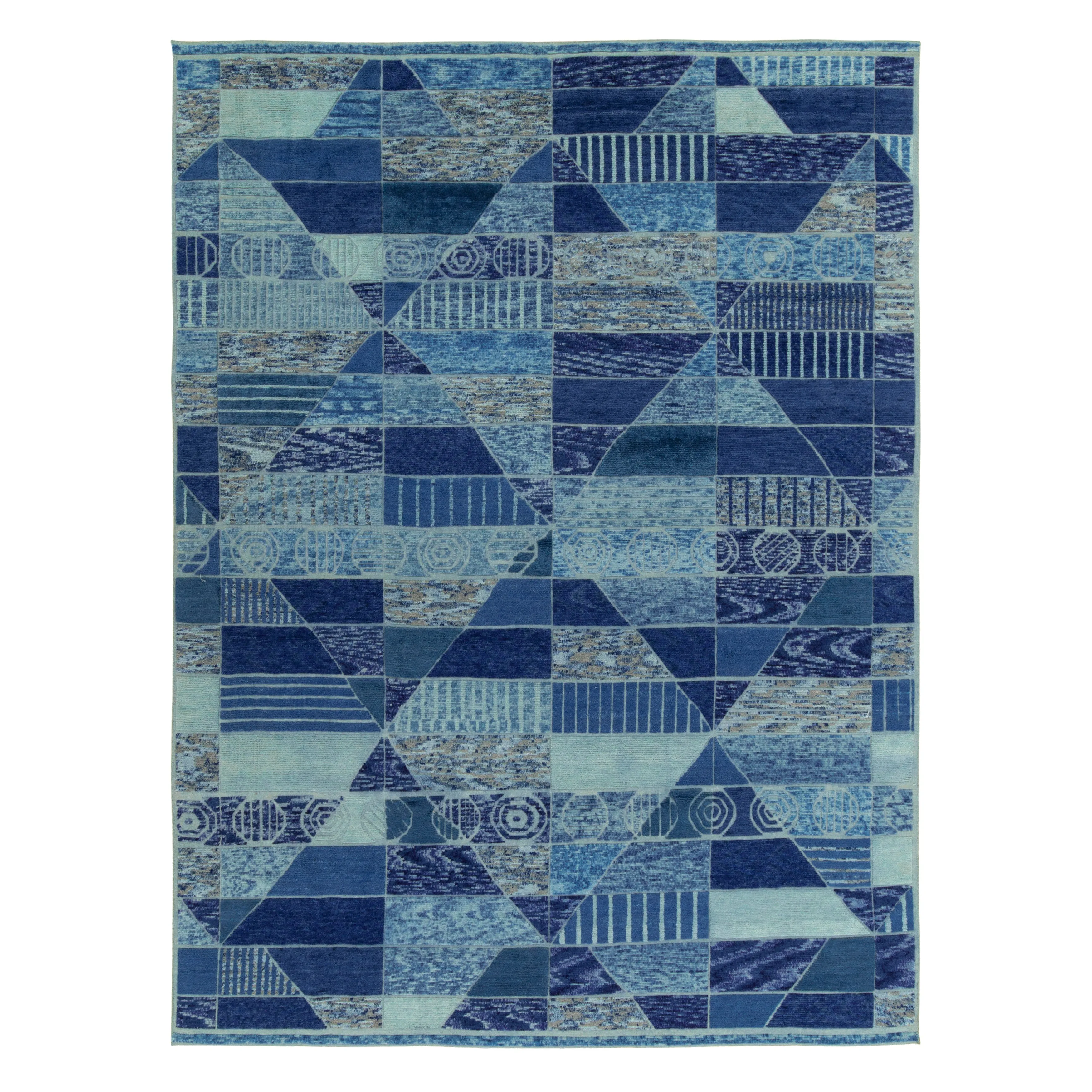 Blue Modern Wool Rug - 9'10" x 12'4"