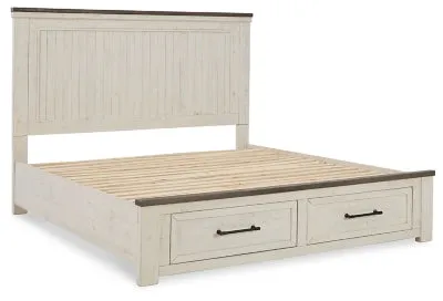 Brewgan California King Panel Storage Bed with Mirrored Dresser, Chest and 2 Nightstands