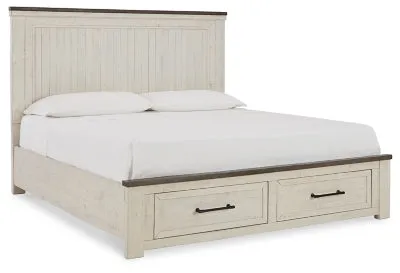 Brewgan California King Panel Storage Bed with Mirrored Dresser, Chest and 2 Nightstands