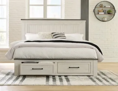 Brewgan King Panel Storage Bed with Mirrored Dresser, Chest and Nightstand