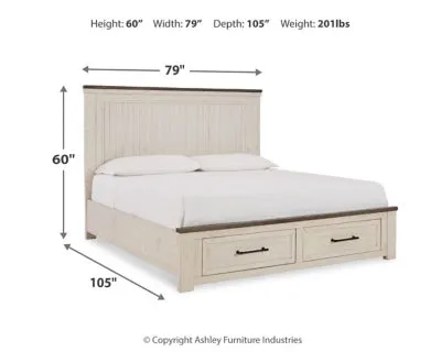 Brewgan Queen Panel Storage Bed with Mirrored Dresser and 2 Nightstands