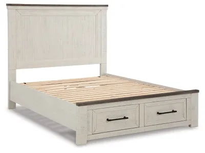 Brewgan Queen Panel Storage Bed with Mirrored Dresser and 2 Nightstands