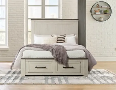 Brewgan Queen Panel Storage Bed with Mirrored Dresser and 2 Nightstands