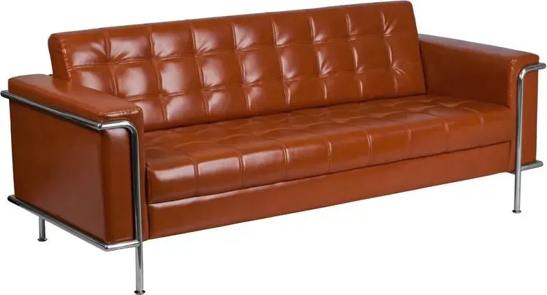 Chancellor "Irma" Cognac Leather Sofa with Encasing Frame