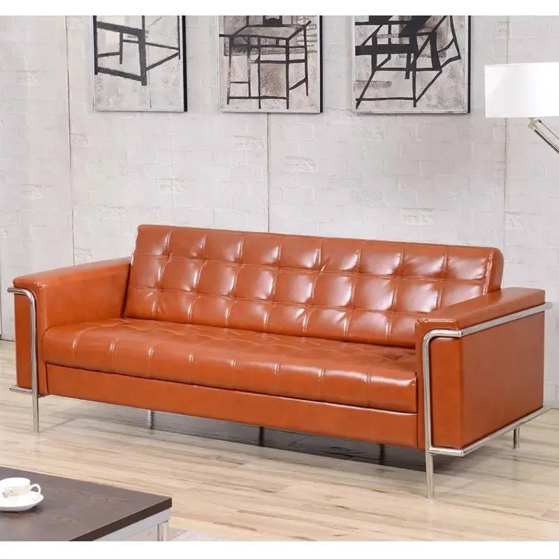 Chancellor "Irma" Cognac Leather Sofa with Encasing Frame