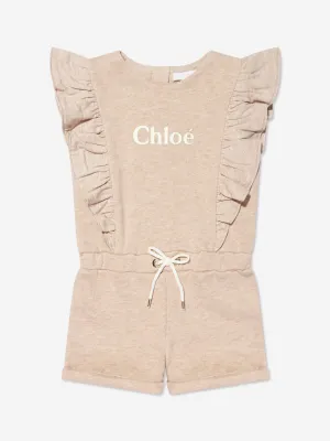 Chloé Baby Girls Organic Cotton Ruffle Playsuit in Beige