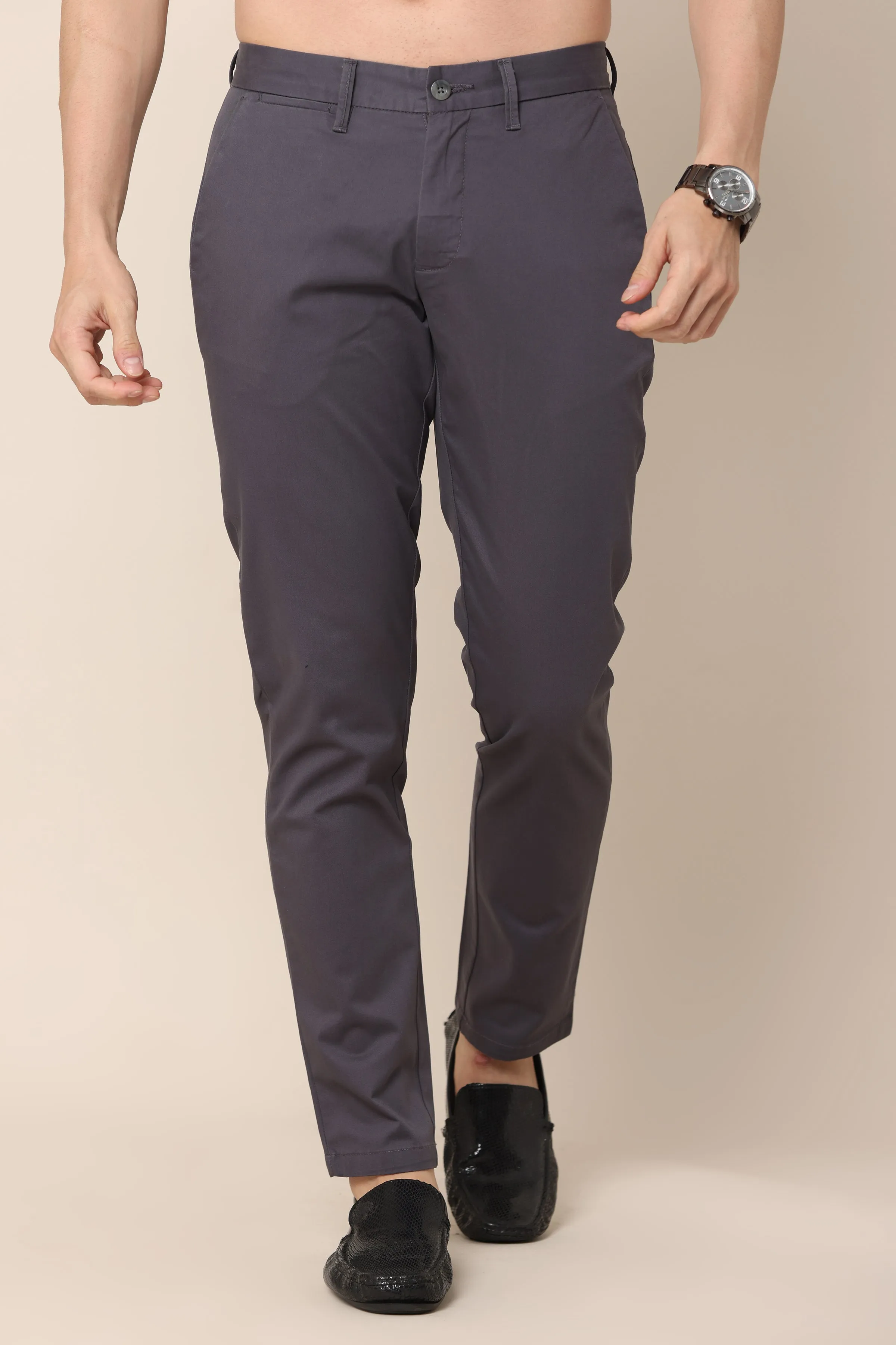 Classic Charcoal Cotton Trousers