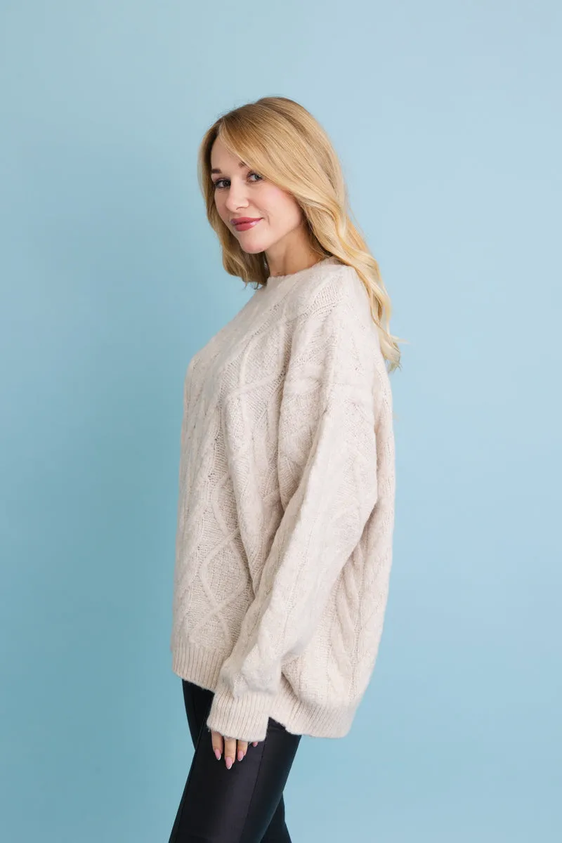 Classic Soft Cable Knit Pullover Sweater