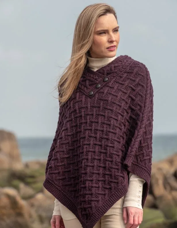 Connemara Super Soft Poncho - Plum