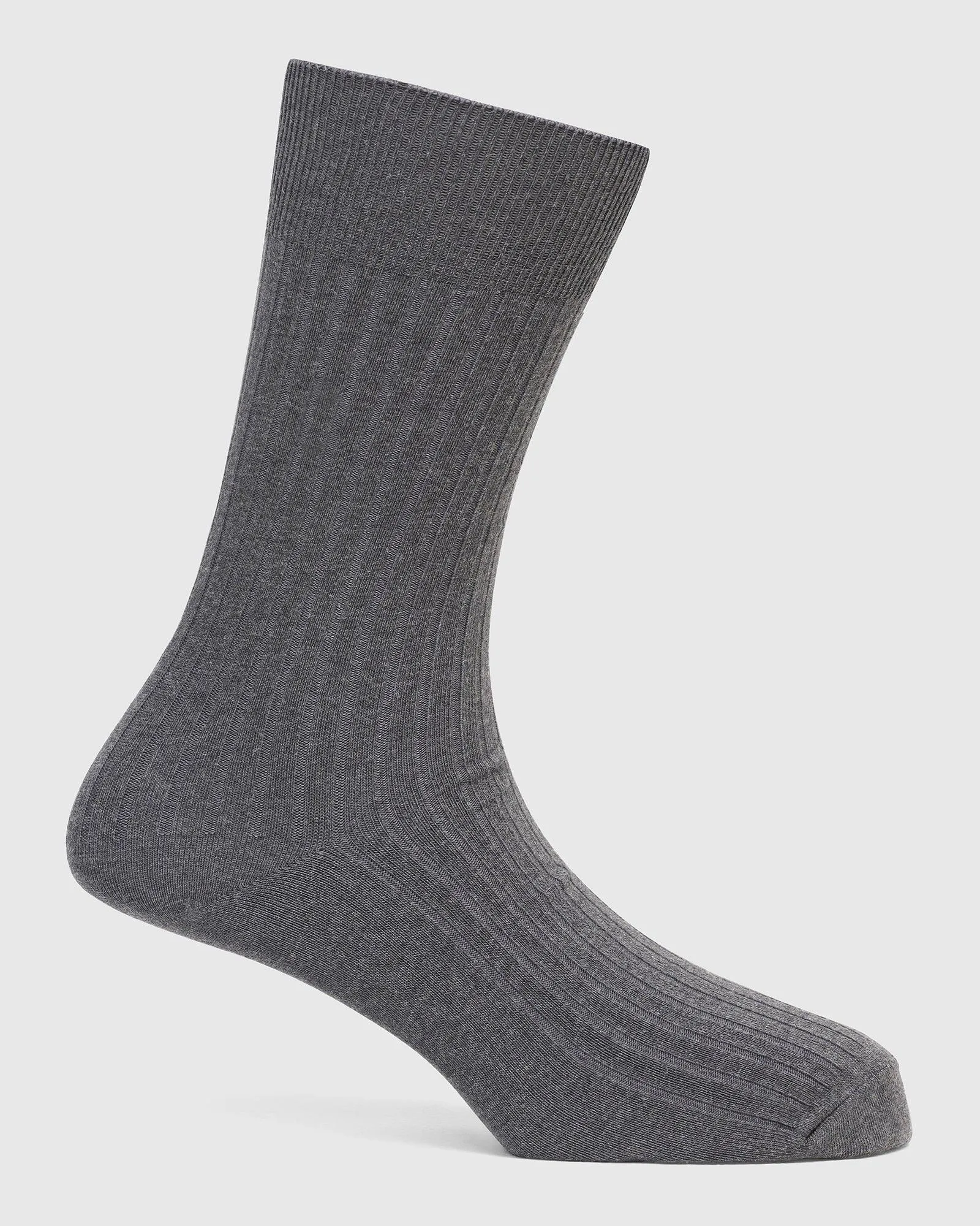 Cotton Dark Grey Printed Socks - Thai