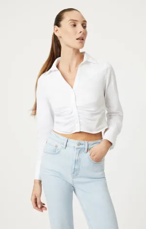 CROPPED BUTTON-UP SHIRT IN WHITE