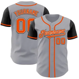 Custom Gray Orange-Black Authentic Two Tone Baseball Jersey