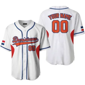 Custom Name Baseball Jerseys Dominicana White Orange Blue, Idea Gift for Men & Women