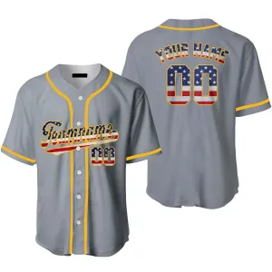 Custom Vintage American Flag Gray Custom Baseball Jerseys For Men & Women, Flag Baseball Shirt