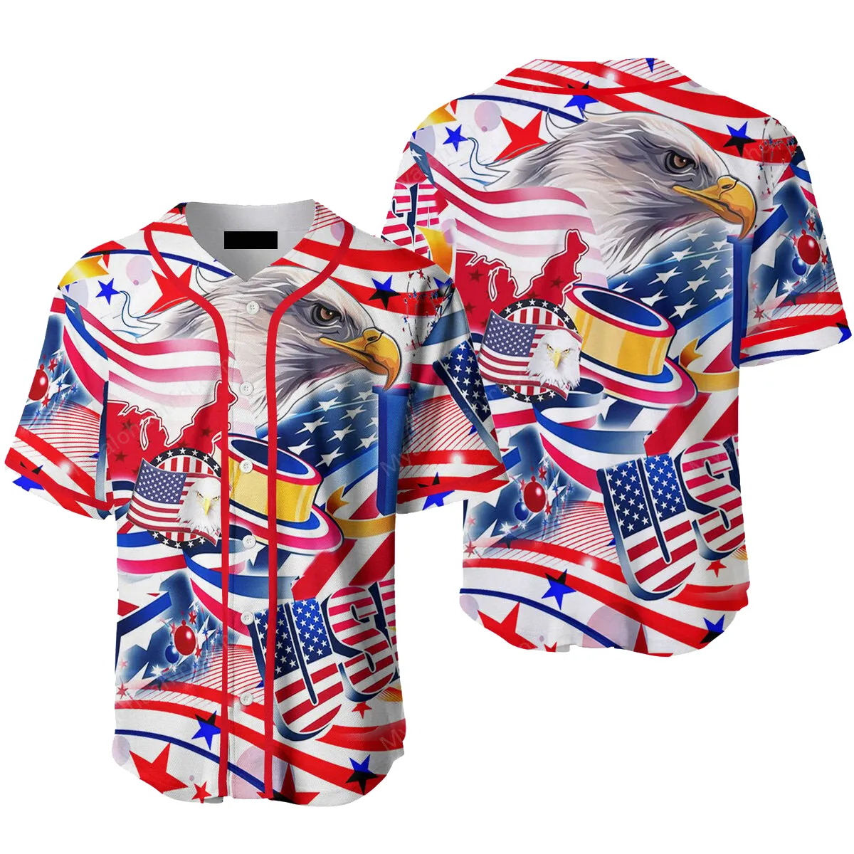 Eagle American Flag Shirt, 4th Of July Baseball Jersey Shirt