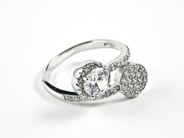 Elegant Duo Wrap Design Micro CZ Silver Ring