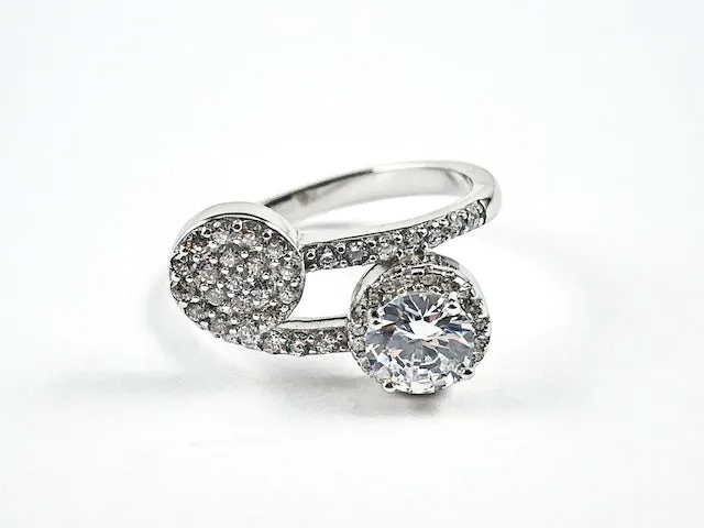 Elegant Duo Wrap Design Micro CZ Silver Ring