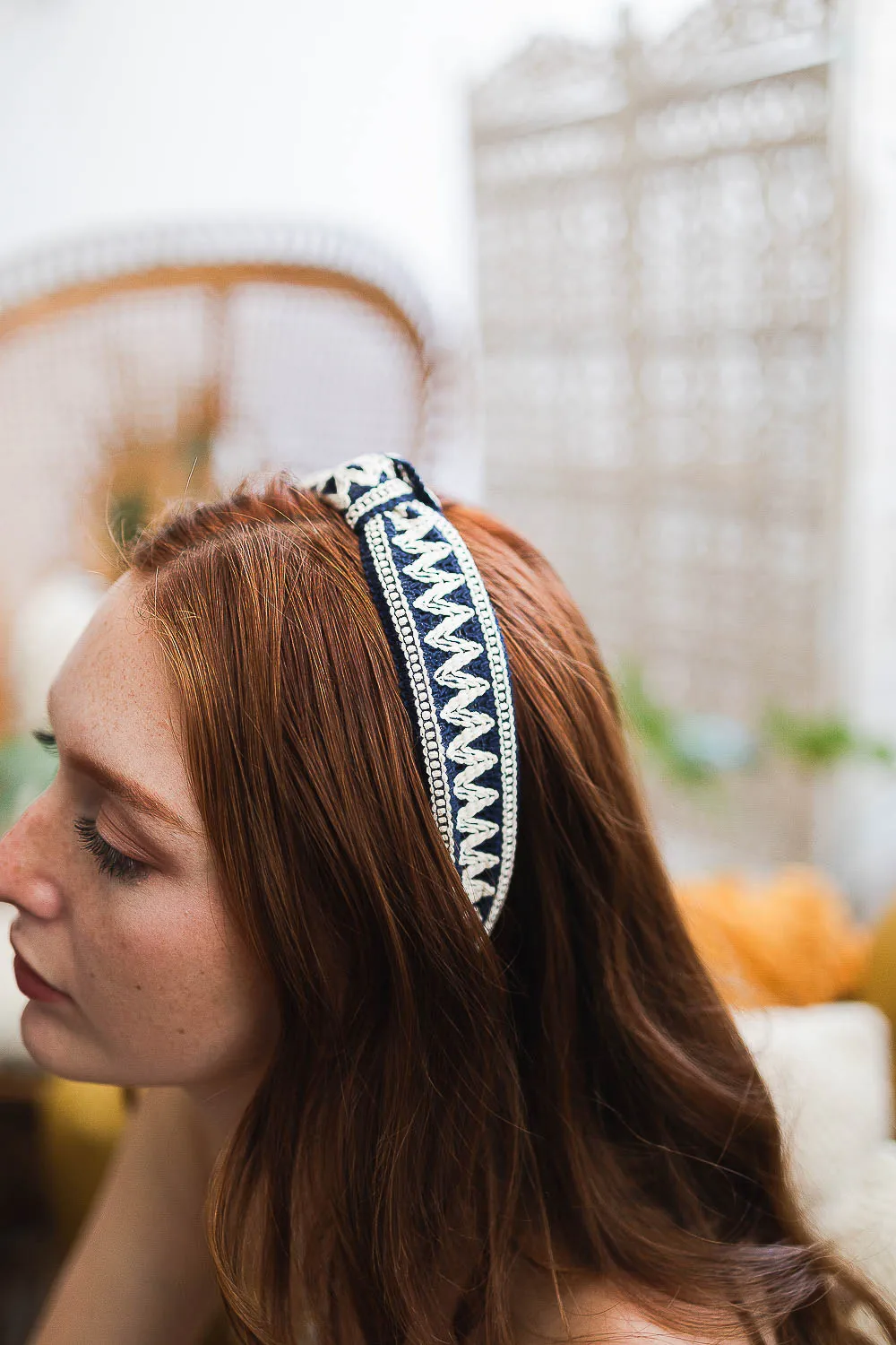 Embroidered Stitch Boho Knot Headband