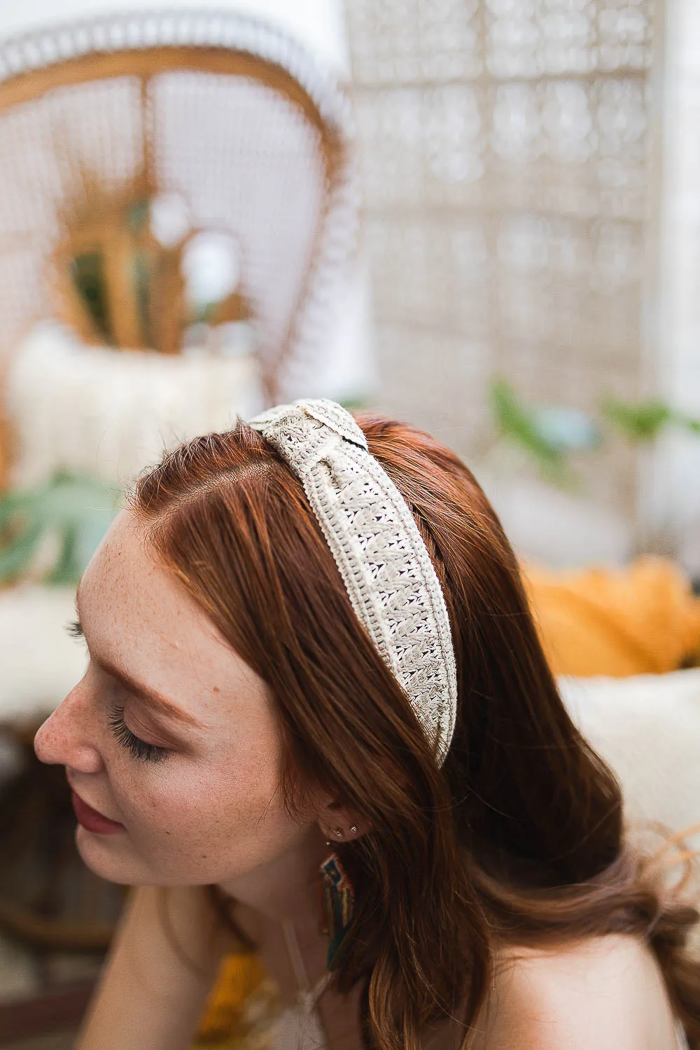 Embroidered Stitch Boho Knot Headband