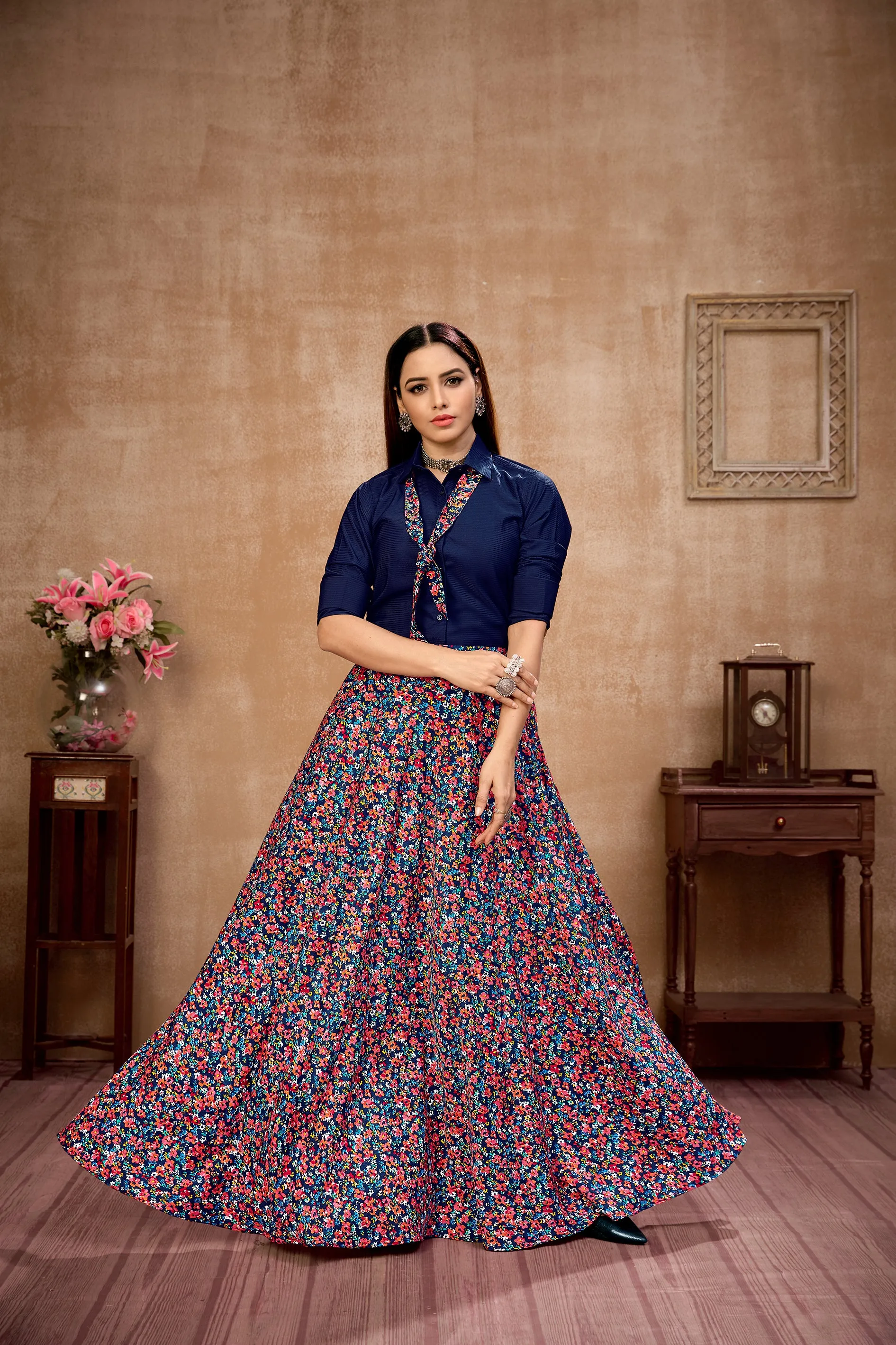 Exclusive Navy Blue Color Silk Lehenga Choli