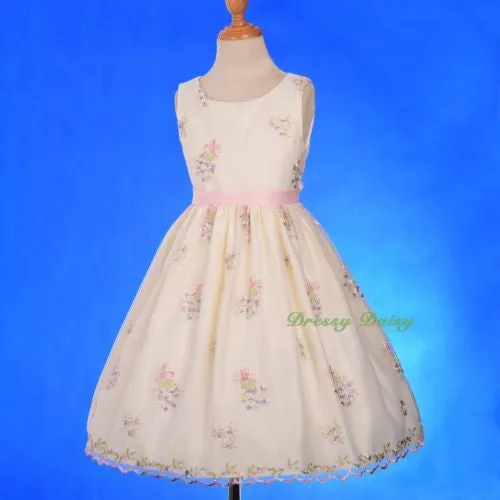 FG337 Scalloped Hemline Embroidered Pageant Wedding Flower Girl Dresses Size 2-14