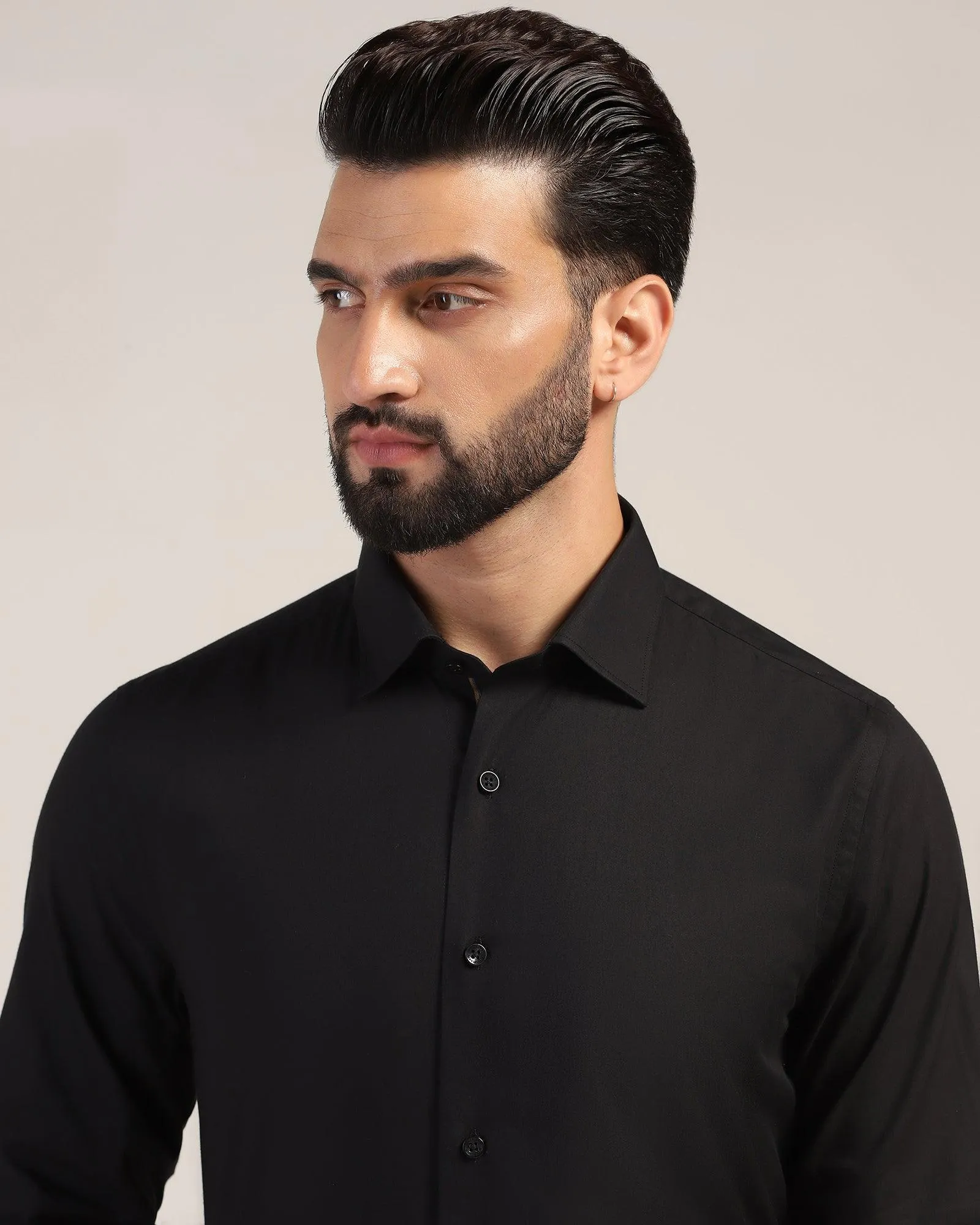 Formal Black Solid Shirt - Amber