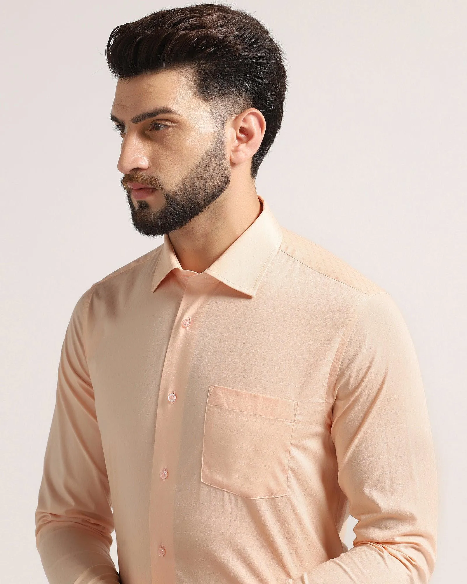 Formal Peach Printed Shirt - Ovians