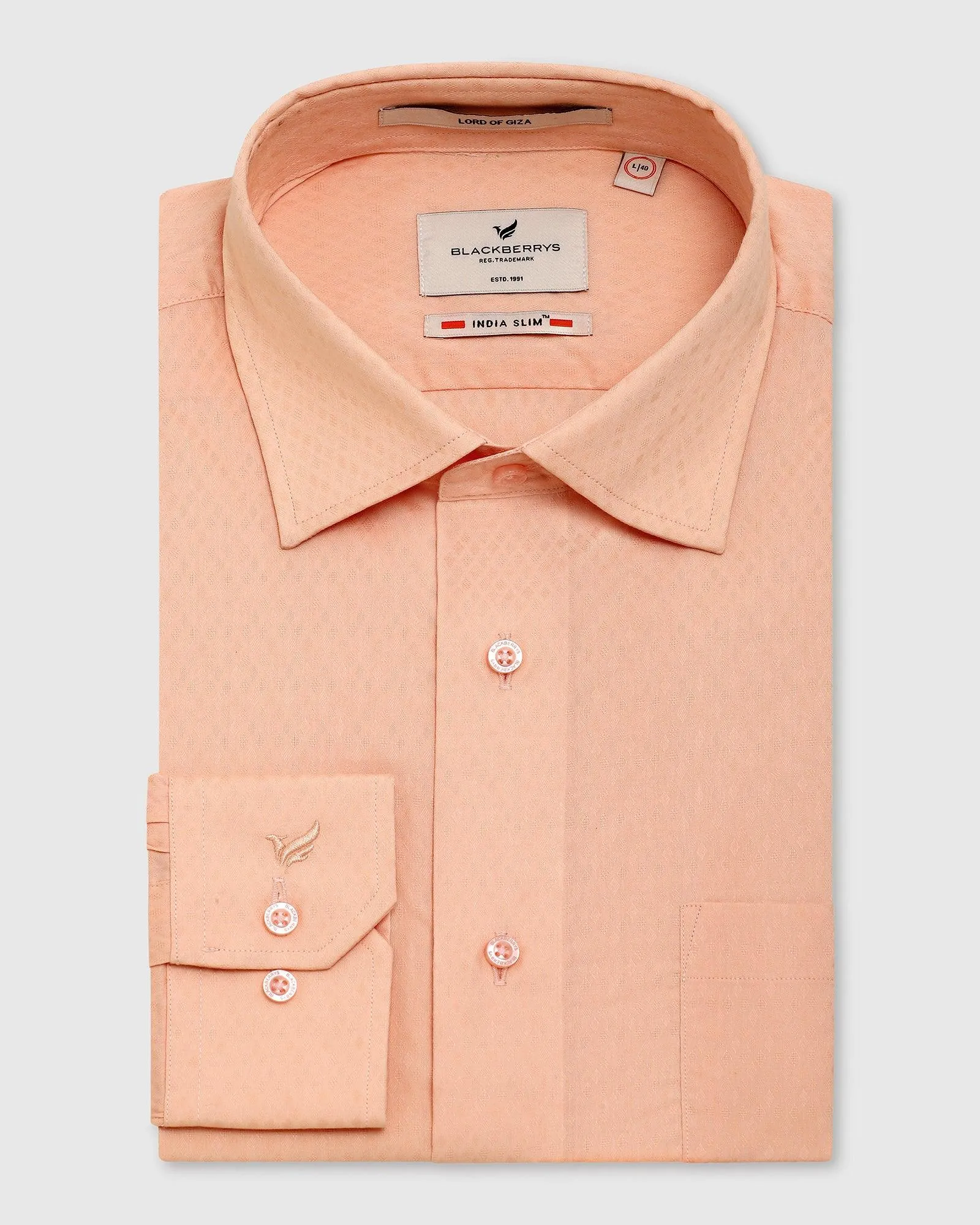 Formal Peach Printed Shirt - Ovians