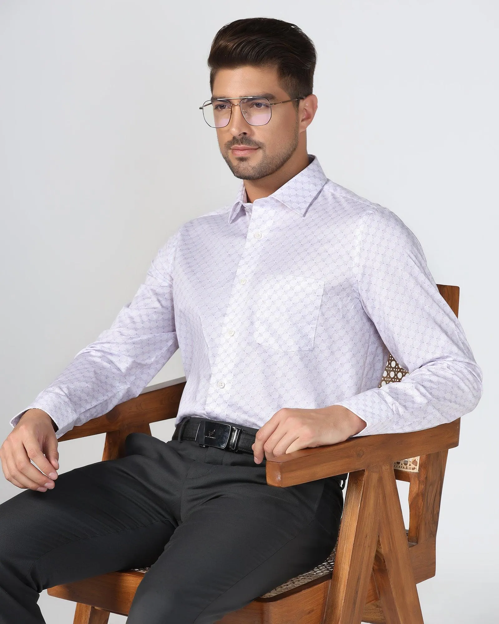 Formal Purple Printed Shirt - Iris