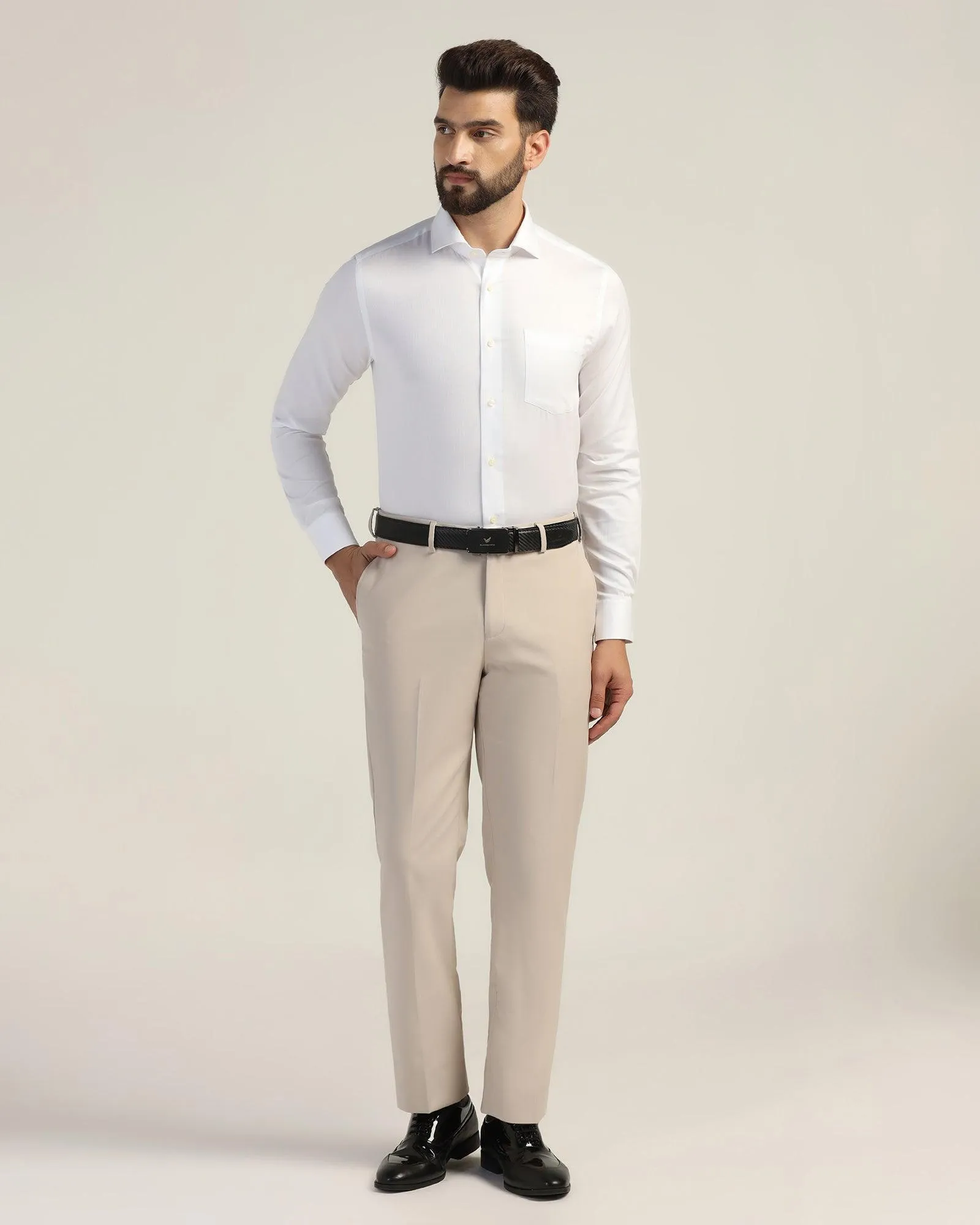 Formal White Textured Shirt - Hemp