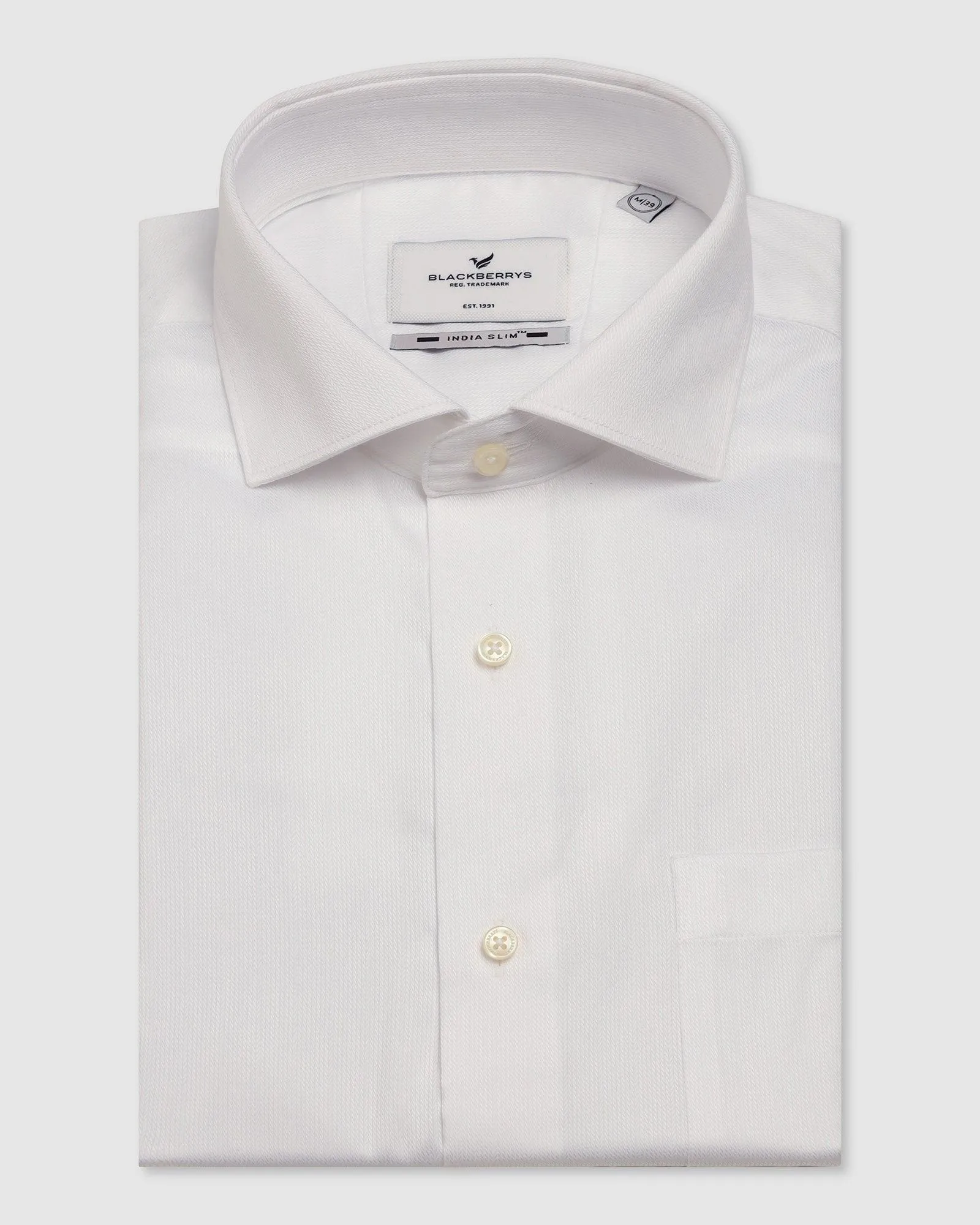 Formal White Textured Shirt - Hemp