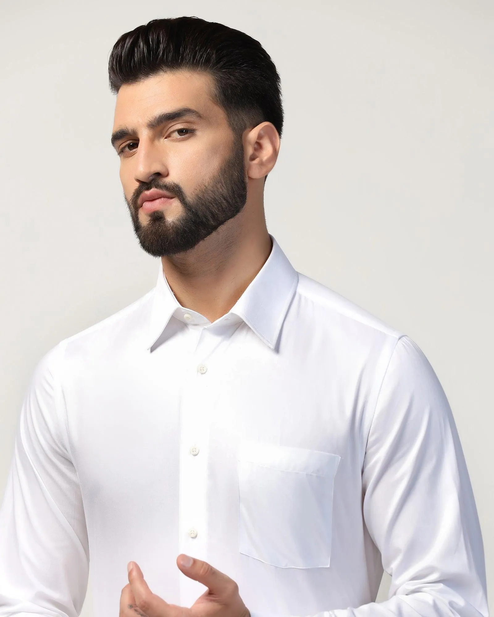 Formal White Textured Shirt - Robot