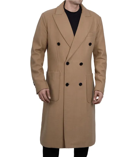 Fredrick Men's Double Breasted Beige Wool Coat Men