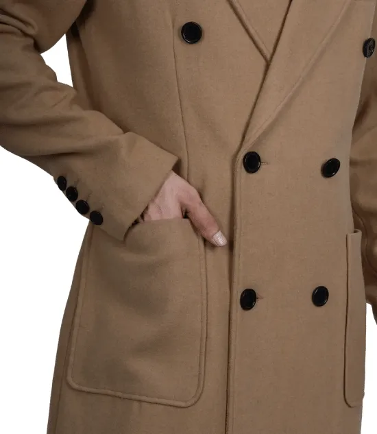 Fredrick Men's Double Breasted Beige Wool Coat Men