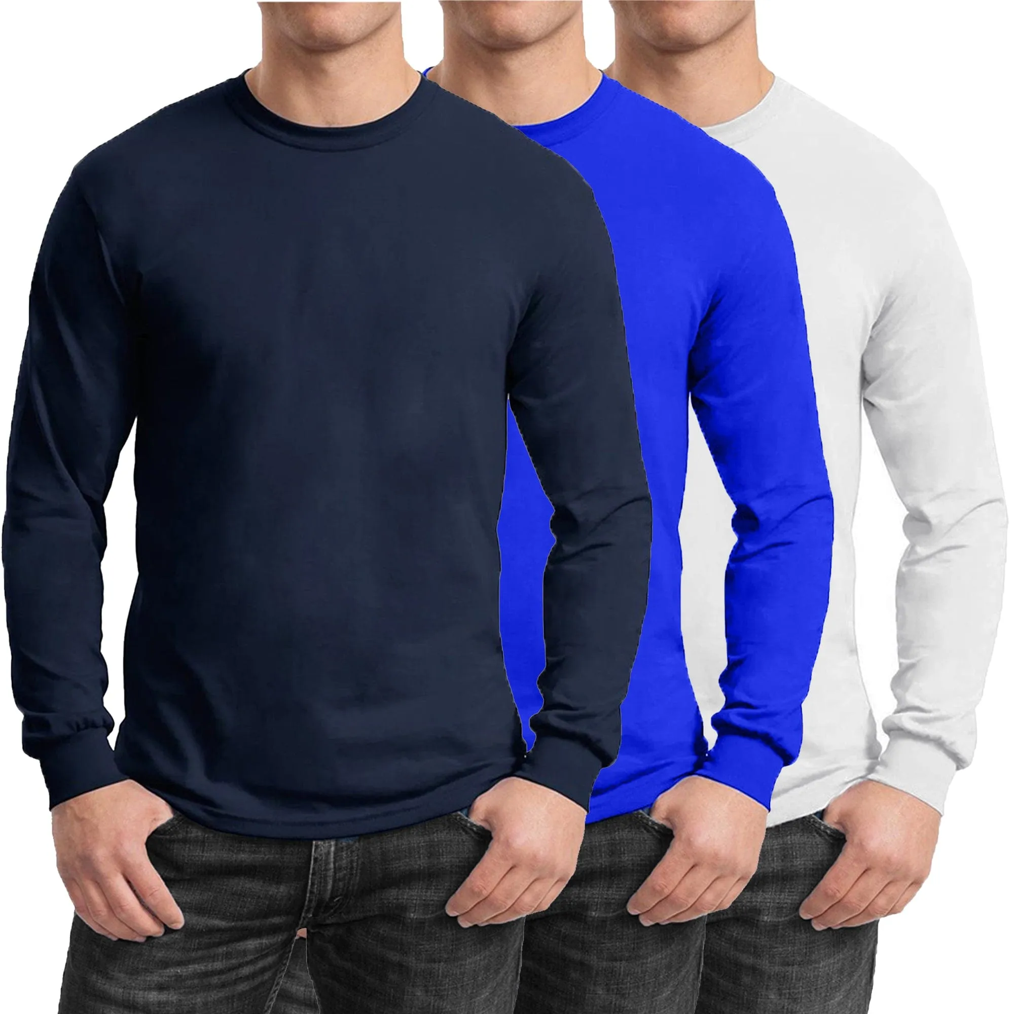 GBH Men's Egyptian Cotton Blend Long Sleeve Tee 3-Pack (S-2XL)