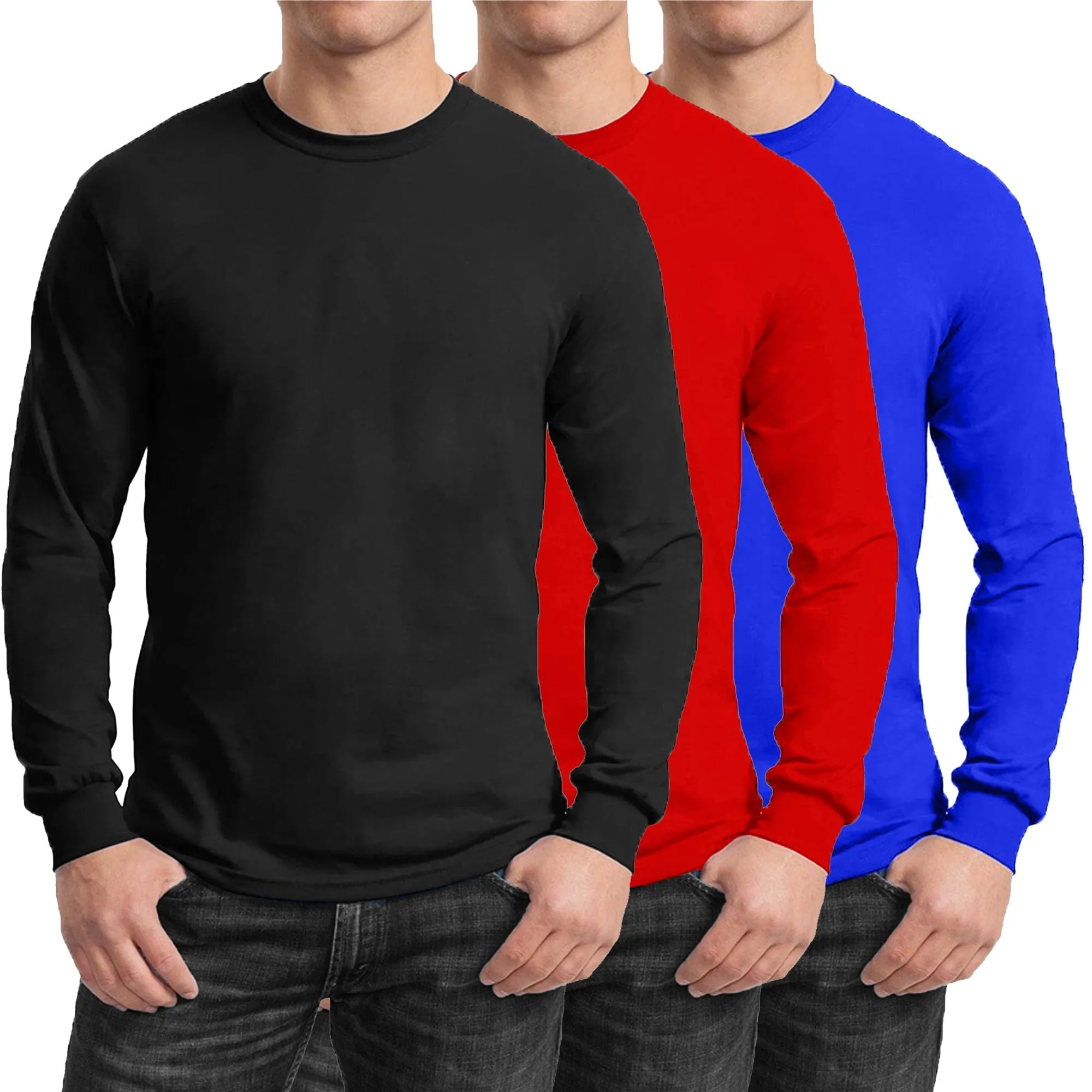 GBH Men's Egyptian Cotton Blend Long Sleeve Tee 3-Pack (S-2XL)