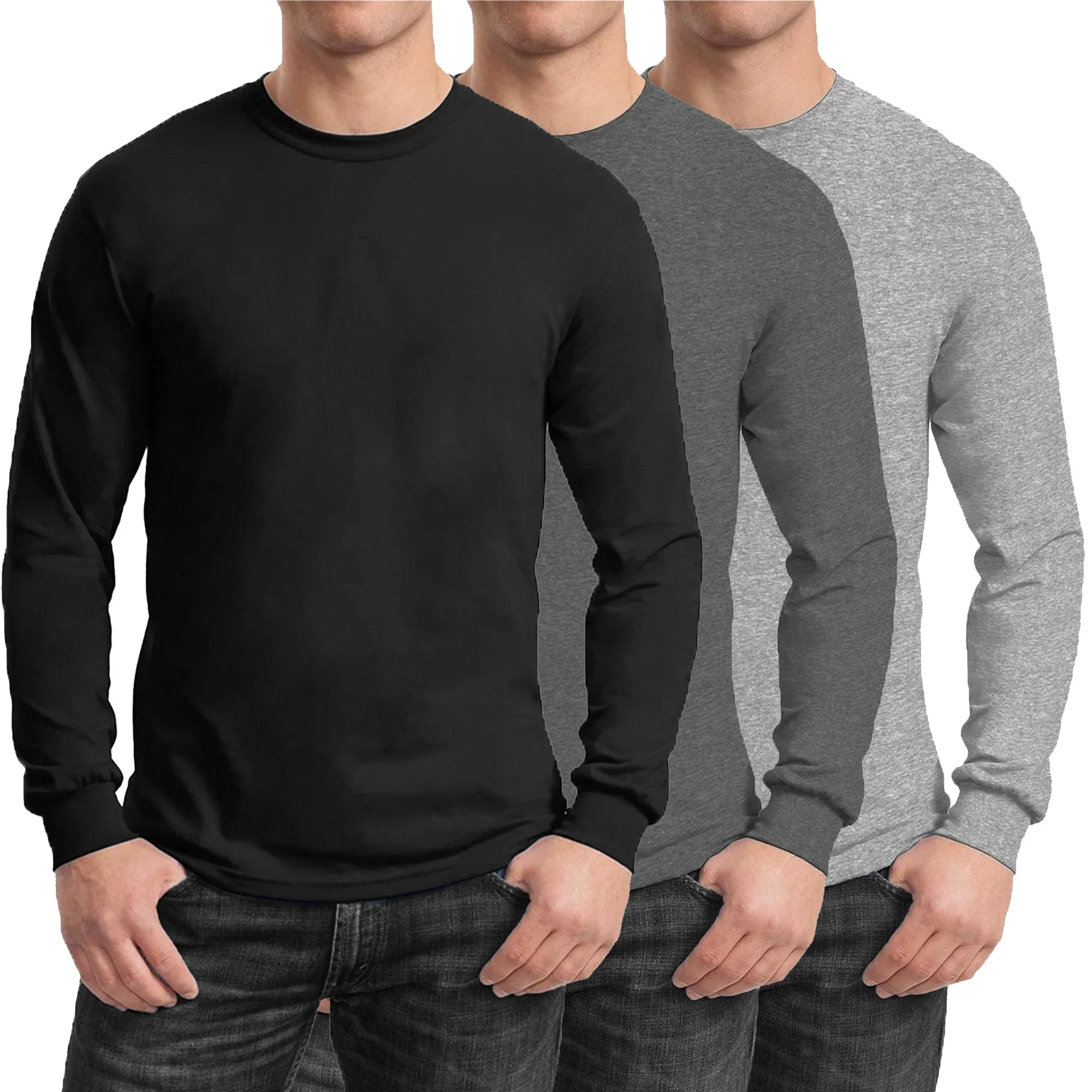 GBH Men's Egyptian Cotton Blend Long Sleeve Tee 3-Pack (S-2XL)