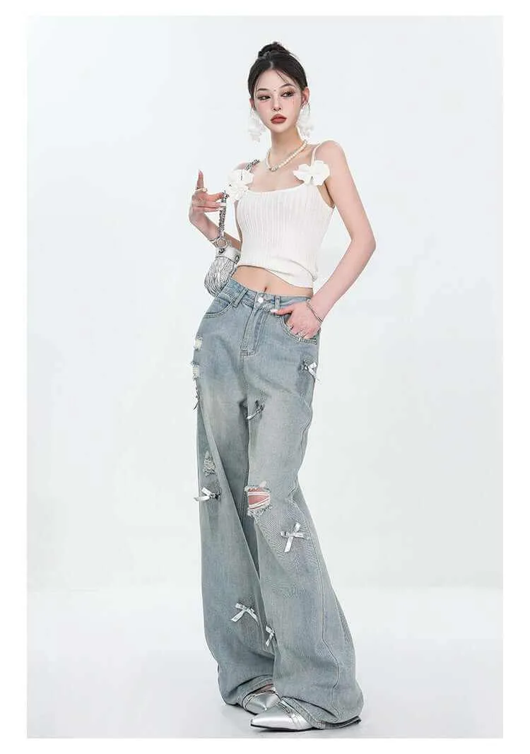 Glow Chic's Ripped Straight Retro Jeans