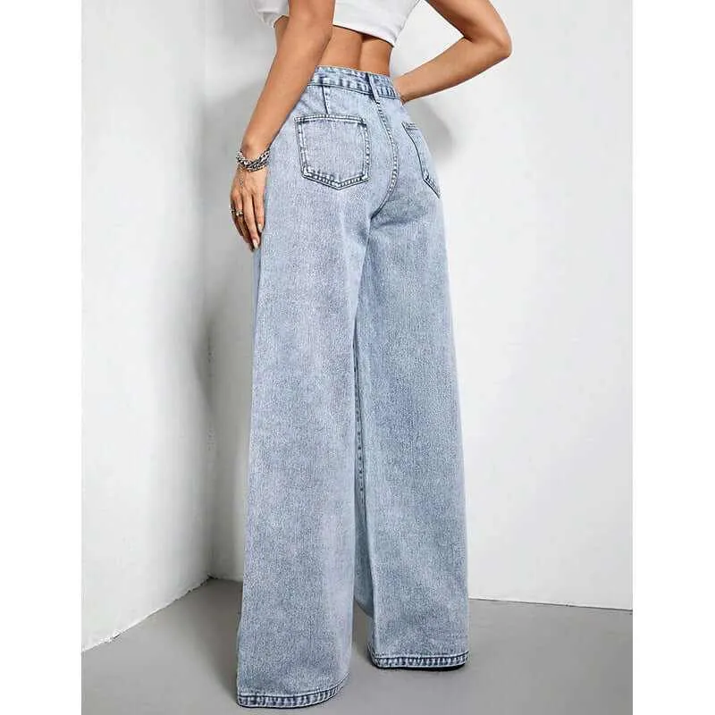 Glow Chic's Wide Leg Loose Denim Trousers