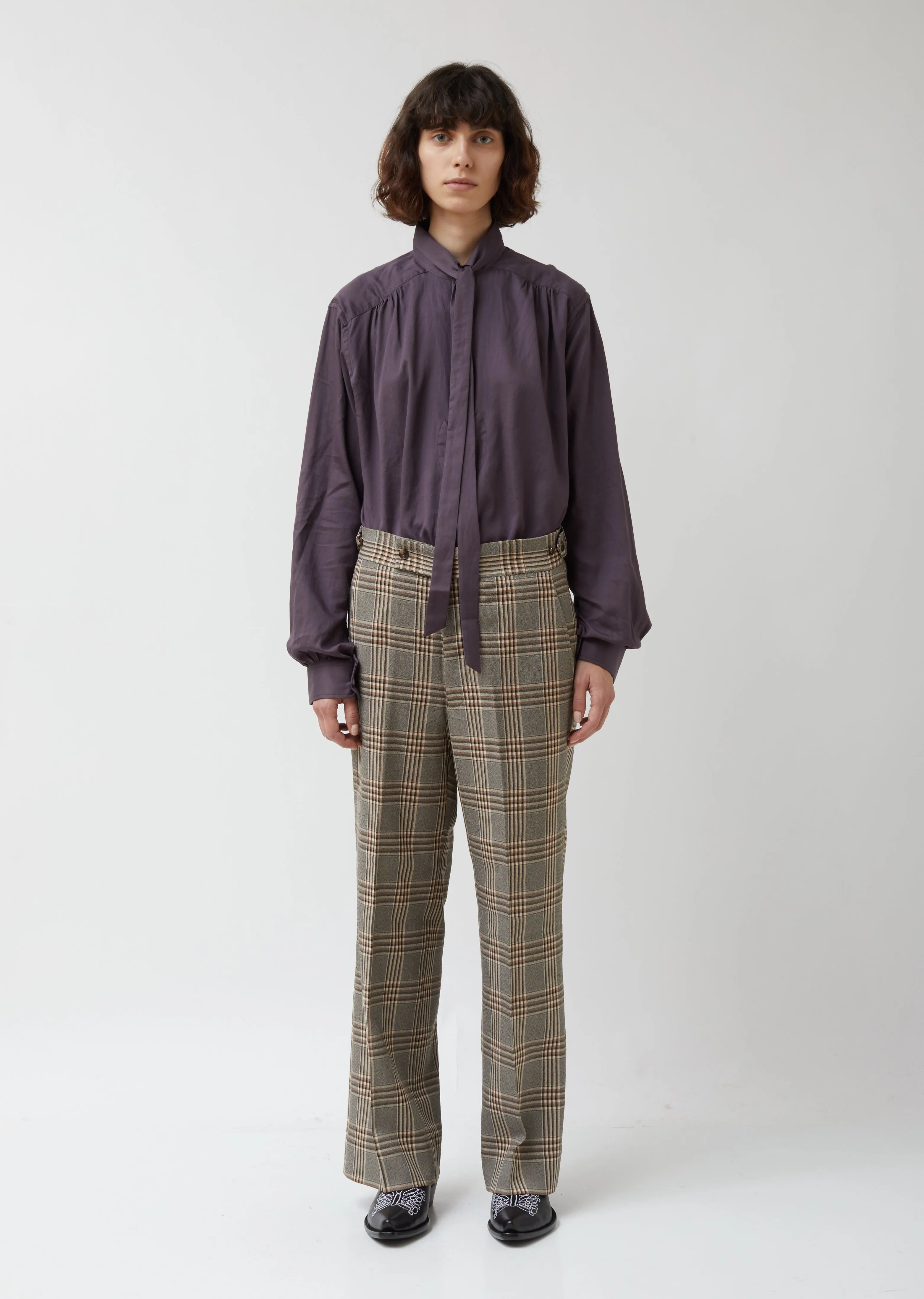 Graph Plaid Twill Side Tab Trouser