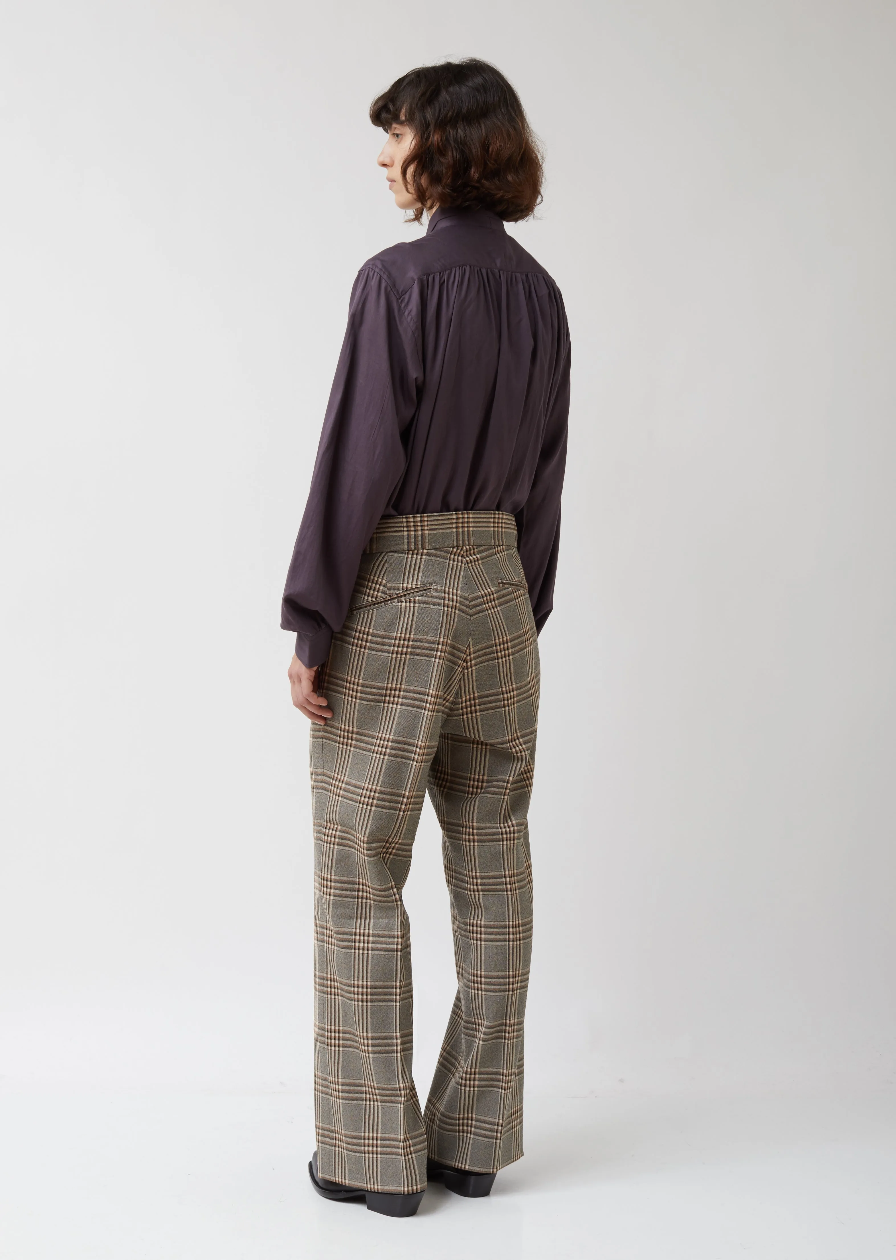 Graph Plaid Twill Side Tab Trouser