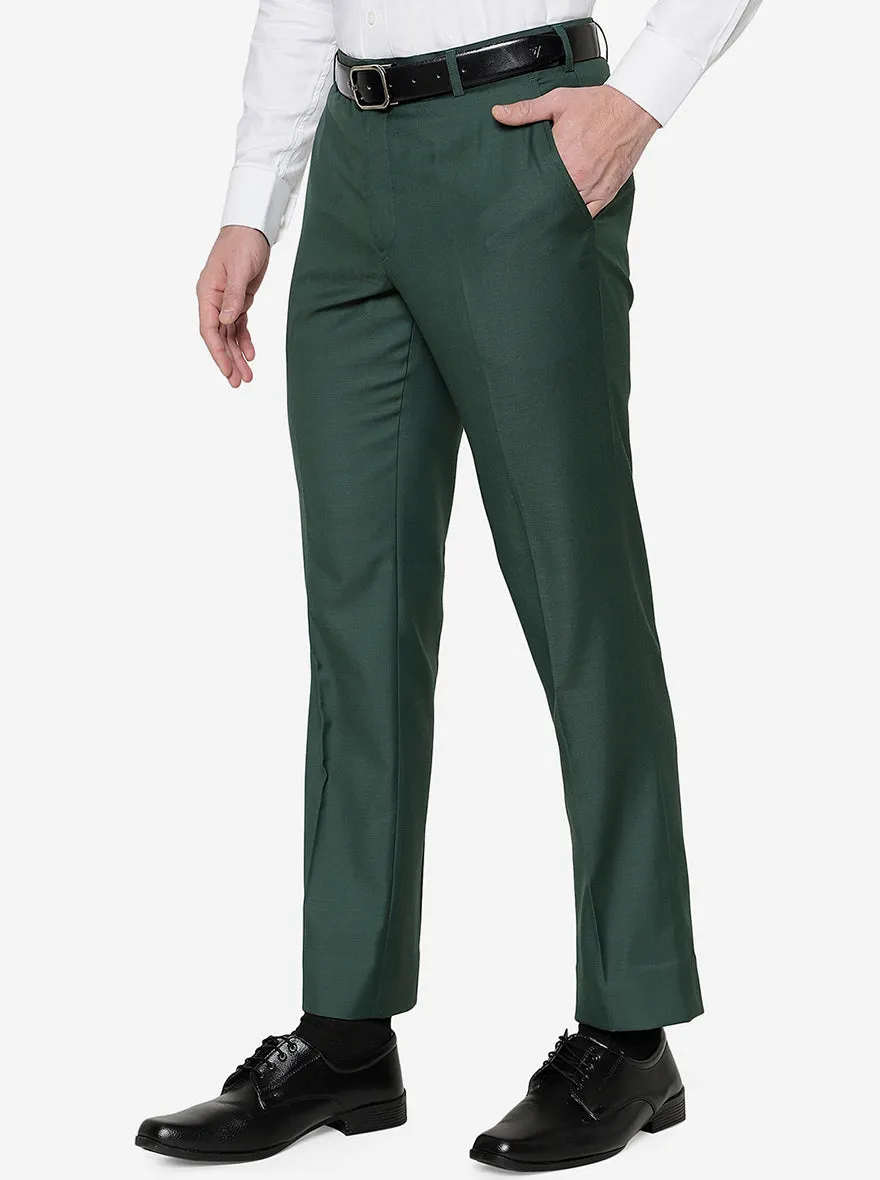 Green Solid Classic Fit Formal Trouser | JadeBlue