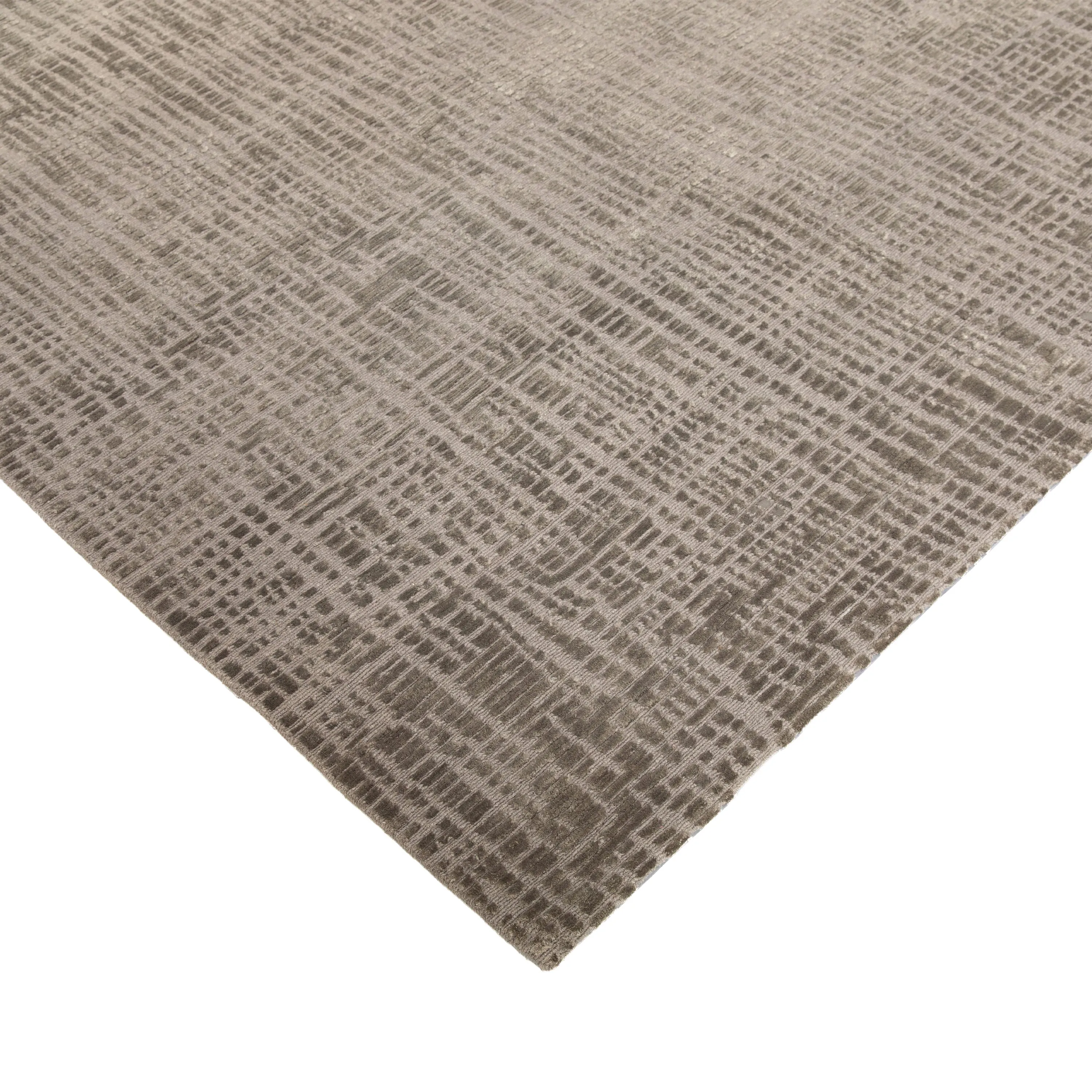 Grey Contemporary Tibetan Wool Silk Blend Rug - 10' x 14'