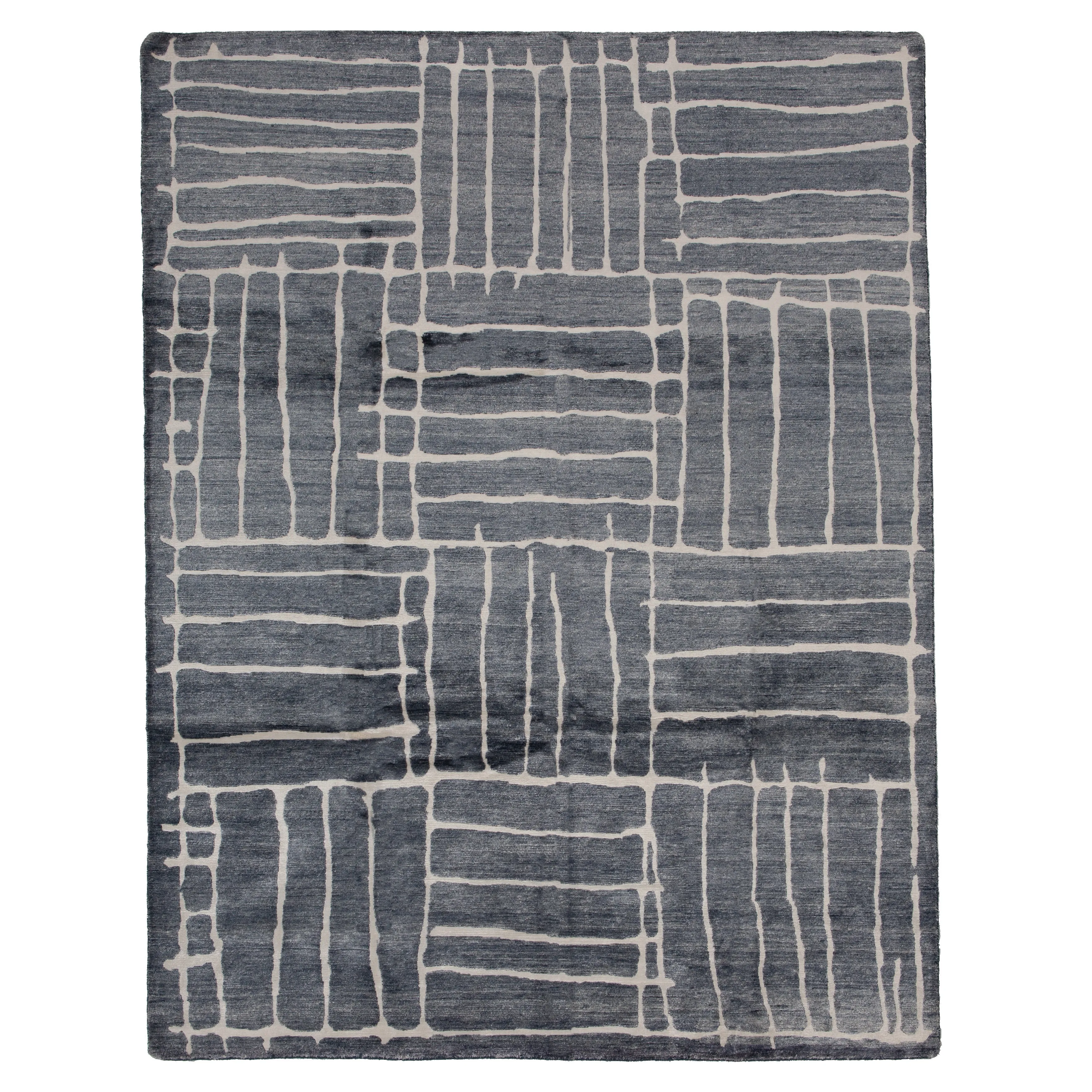 Grey Modern Wool Blend Rug - 8'1" x 10'2"